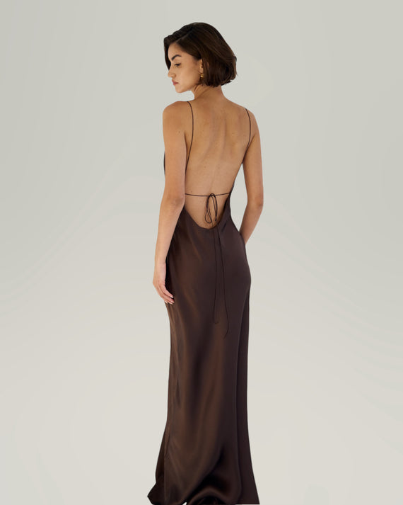 GRACE SILK-SATIN MAXI DRESS